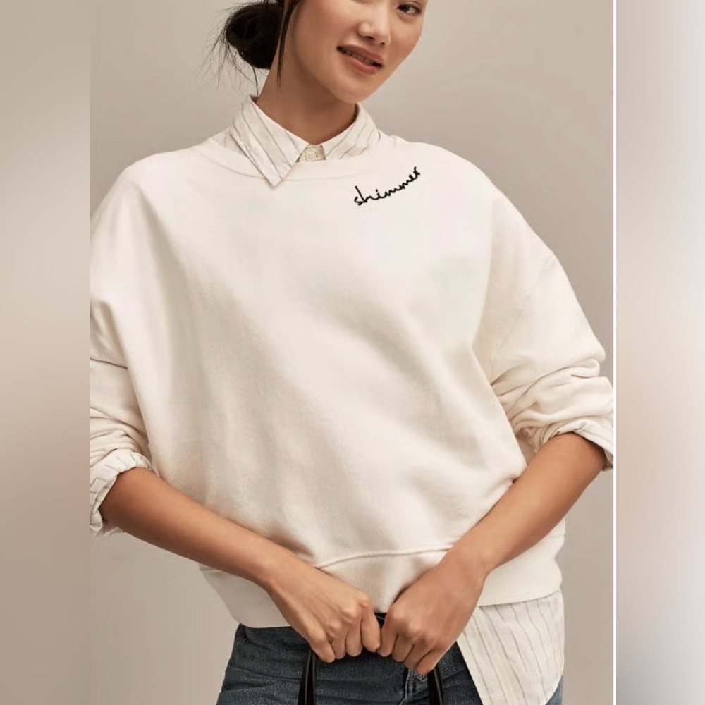 Anthropologie Pilcro Embroidered “Shimmer” Sweatshirt - Picture 2 of 5
